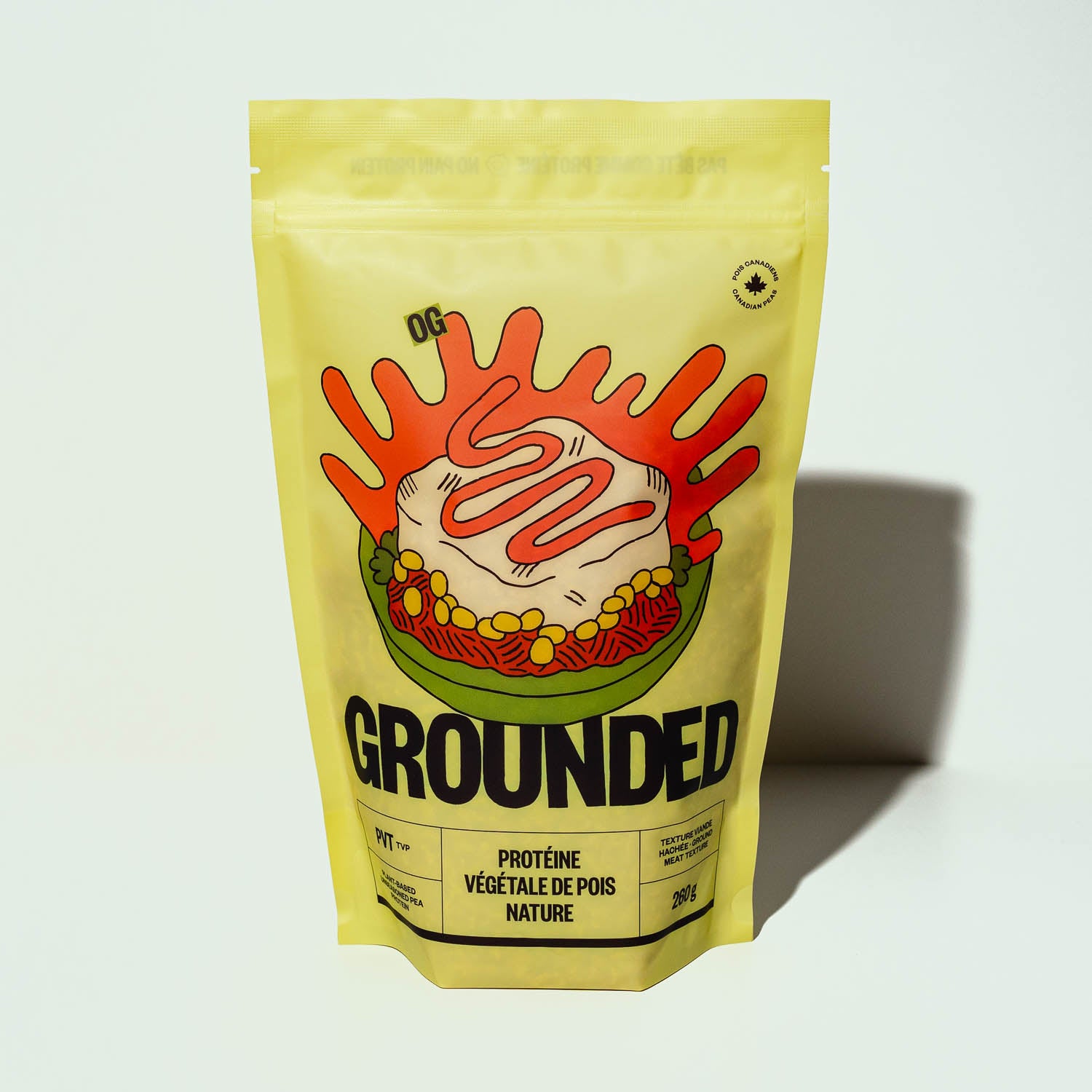 Protéine de pois texturée Grounded, PVT nature qui imite et remplace parfaitement la viande hachée dans les recettes.