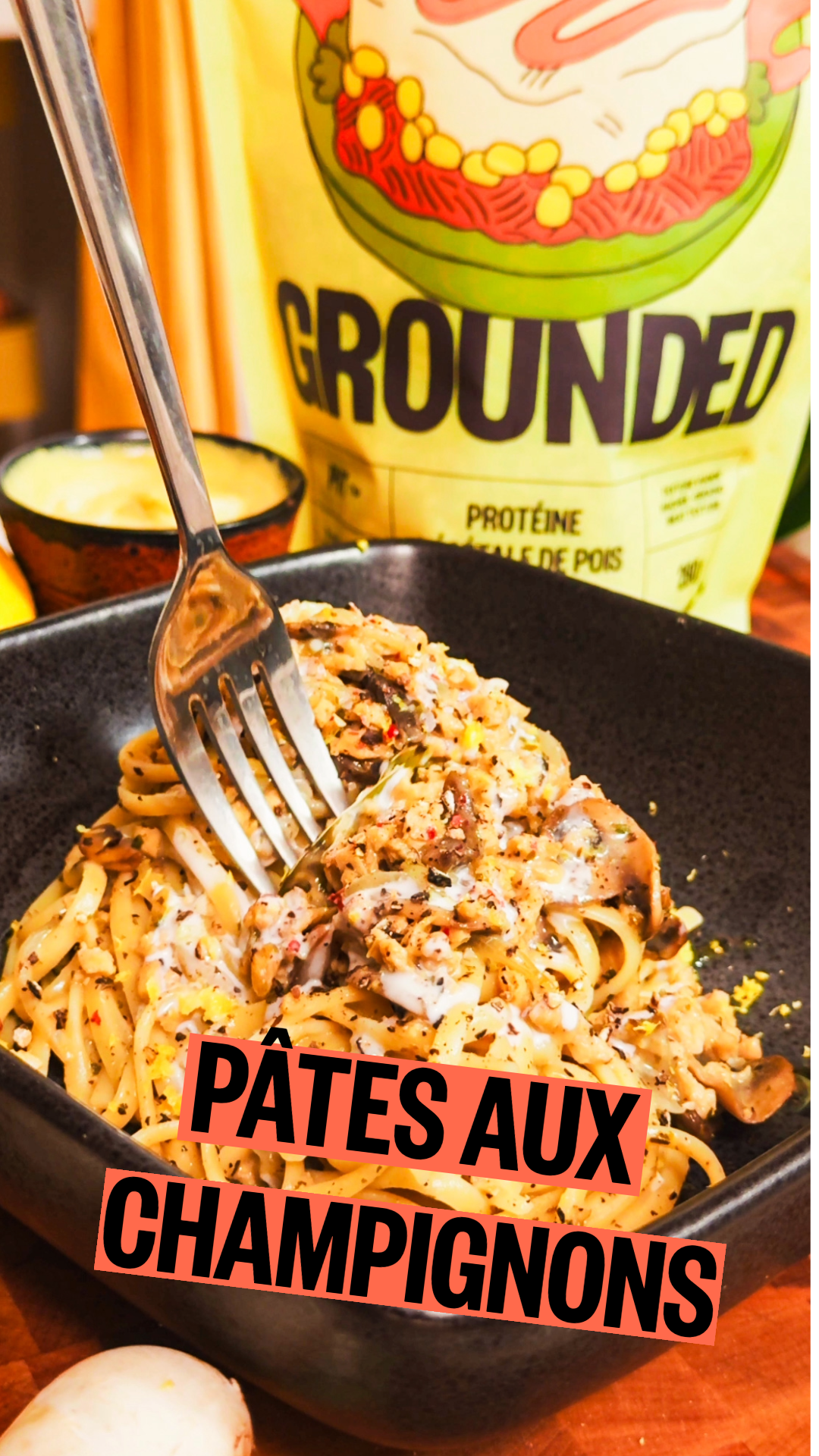 Pâtes aux champignons et PVT 