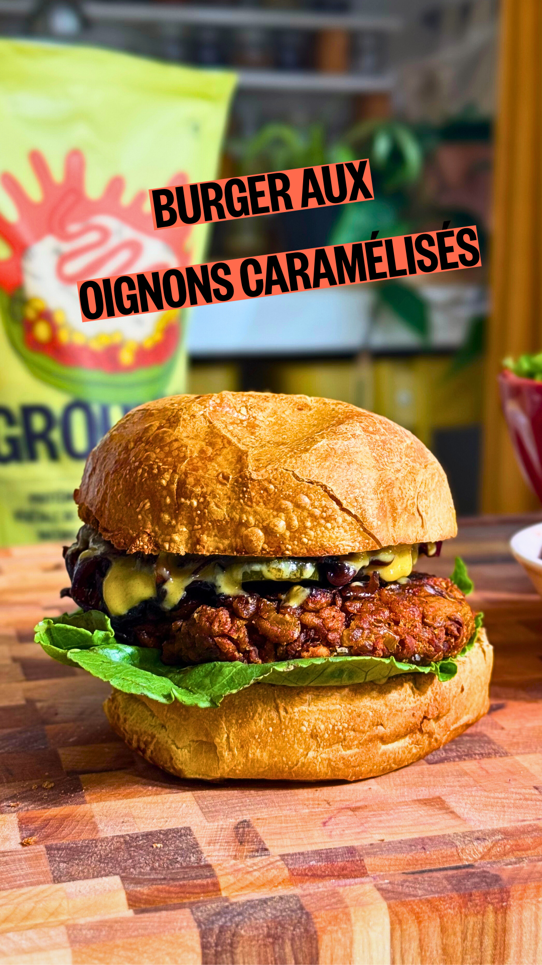 Burger aux oignons caramélisés