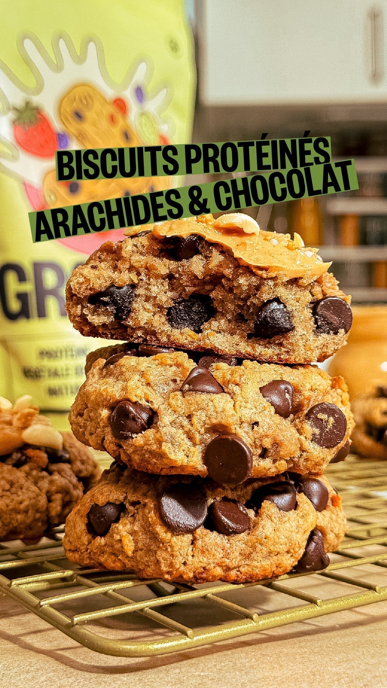BISCUITS PROTÉINÉS BANANES, ARACHIDES ET CHOCOLAT