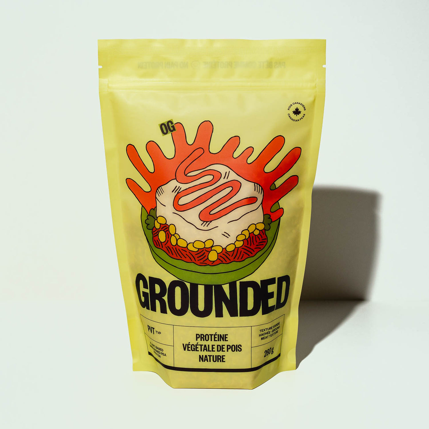 Protéine de pois texturée Grounded, PVT nature qui imite et remplace parfaitement la viande hachée dans les recettes.