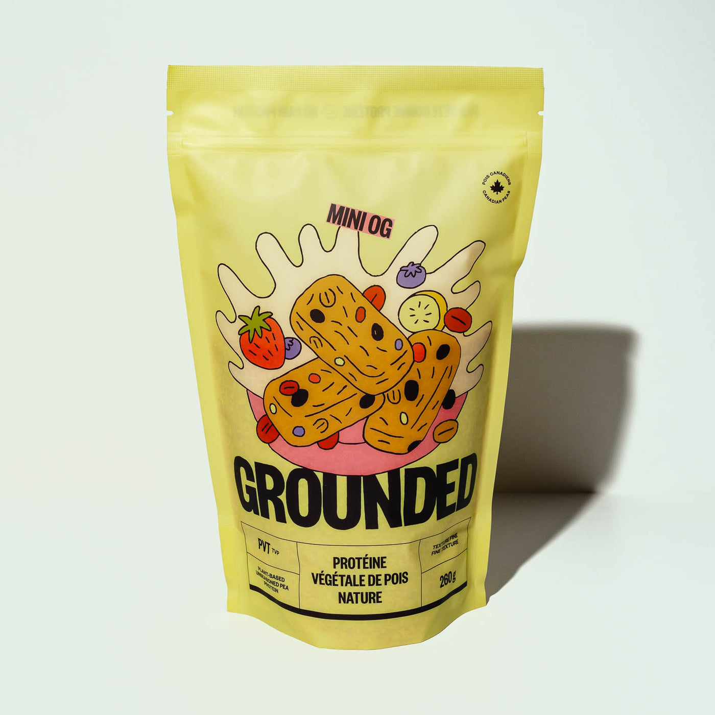 Mini protéine de pois Grounded, PVT fine et végétale pour enrichir les repas sans viande, les collations et les desserts.